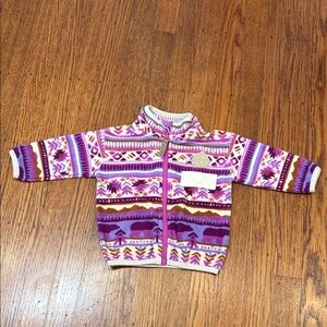 Souris Mini Purple patterned fleece jacket, baby 6-9 months